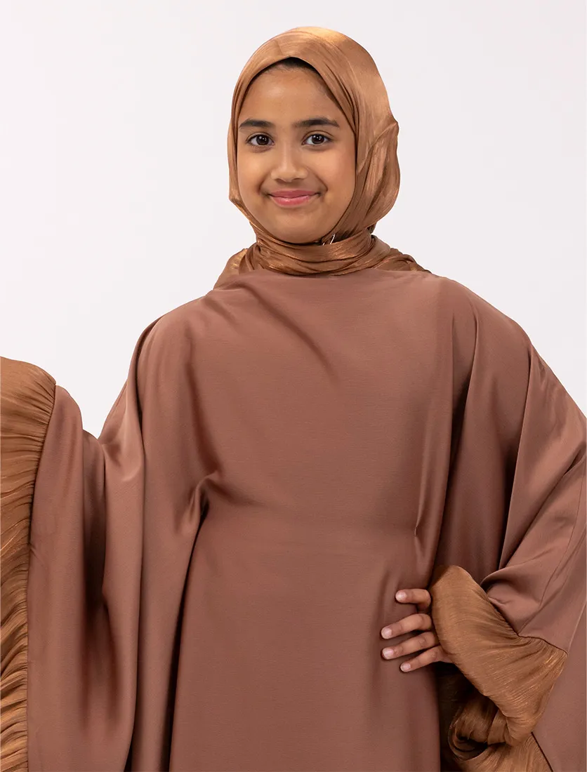 Rust Girls Organza Trim Kaftan